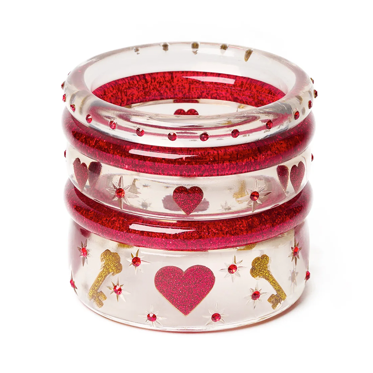 Red Glitter Drop Hoop Earrings