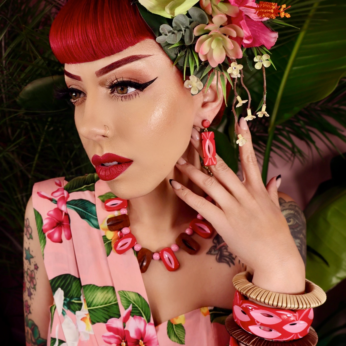 Blooming Drop Hoop Earrings