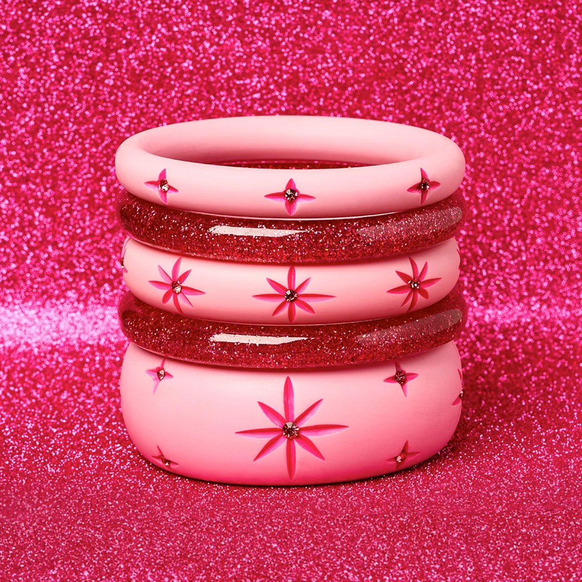 Narrow Pale Pink Glitter Bangle