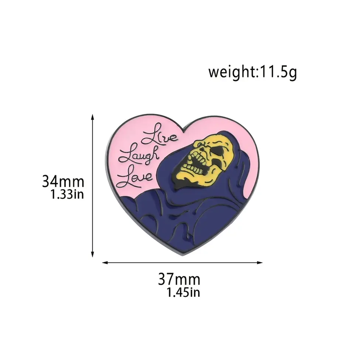 Inspirational Skeletor Live Love Laugh Soft Enamel Pin