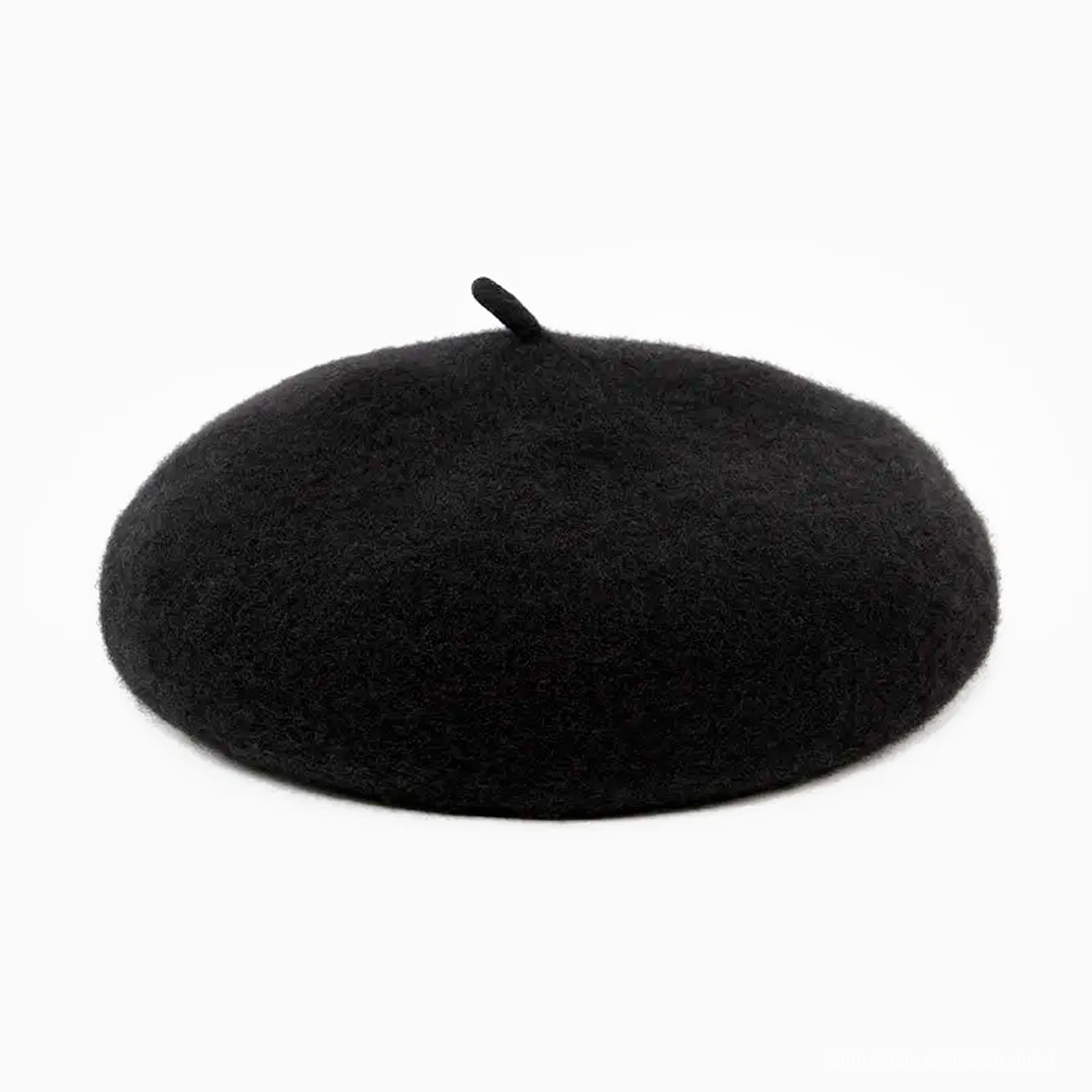 Midnight Black Wool Beret