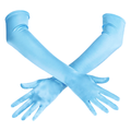 Above Elbow Satin Stretch Gloves - Light Blue