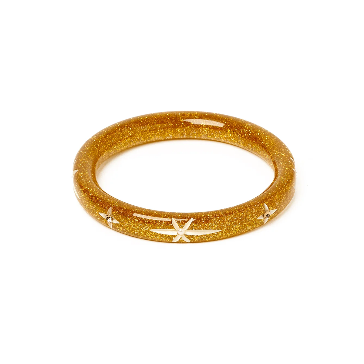 Narrow Gold Glitter Snowflake Bangle