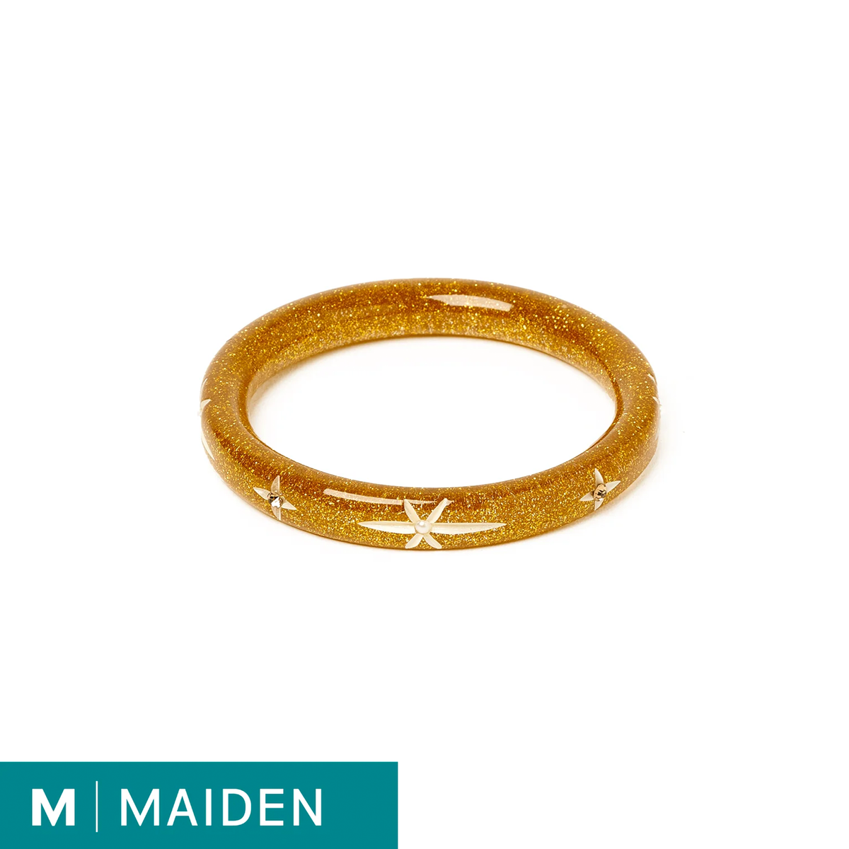 Narrow Gold Glitter Snowflake - Maiden Bangle