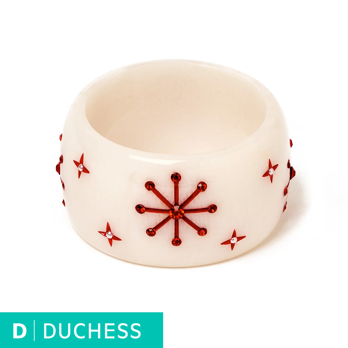 Wide White Snowflake - Duchess Bangle