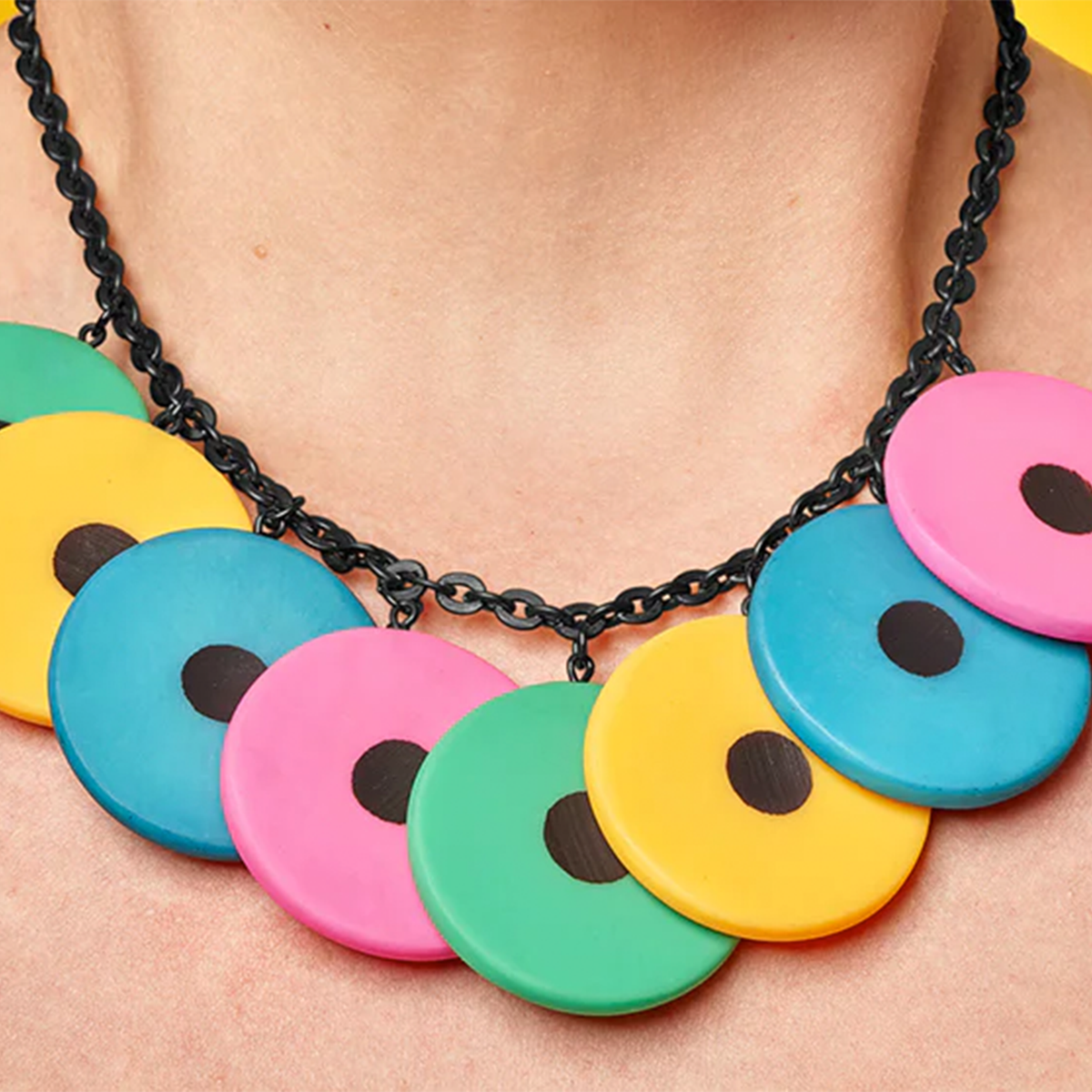 Multicolored Matte Disc Necklace