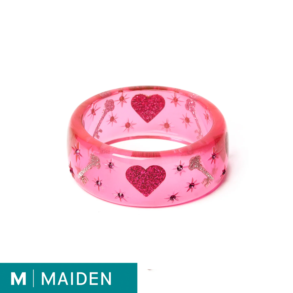 Wide Key To My Heart - Pink - Maiden Bangle
