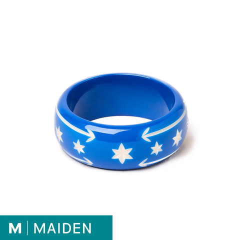 Wide Denim Blue Bangle