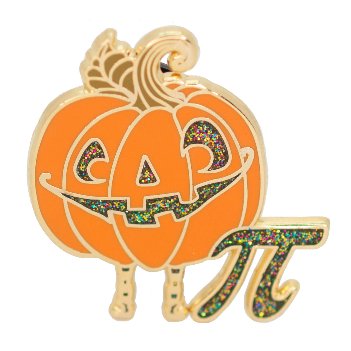 Pumpkin Pi Enamel Pin with Glitter