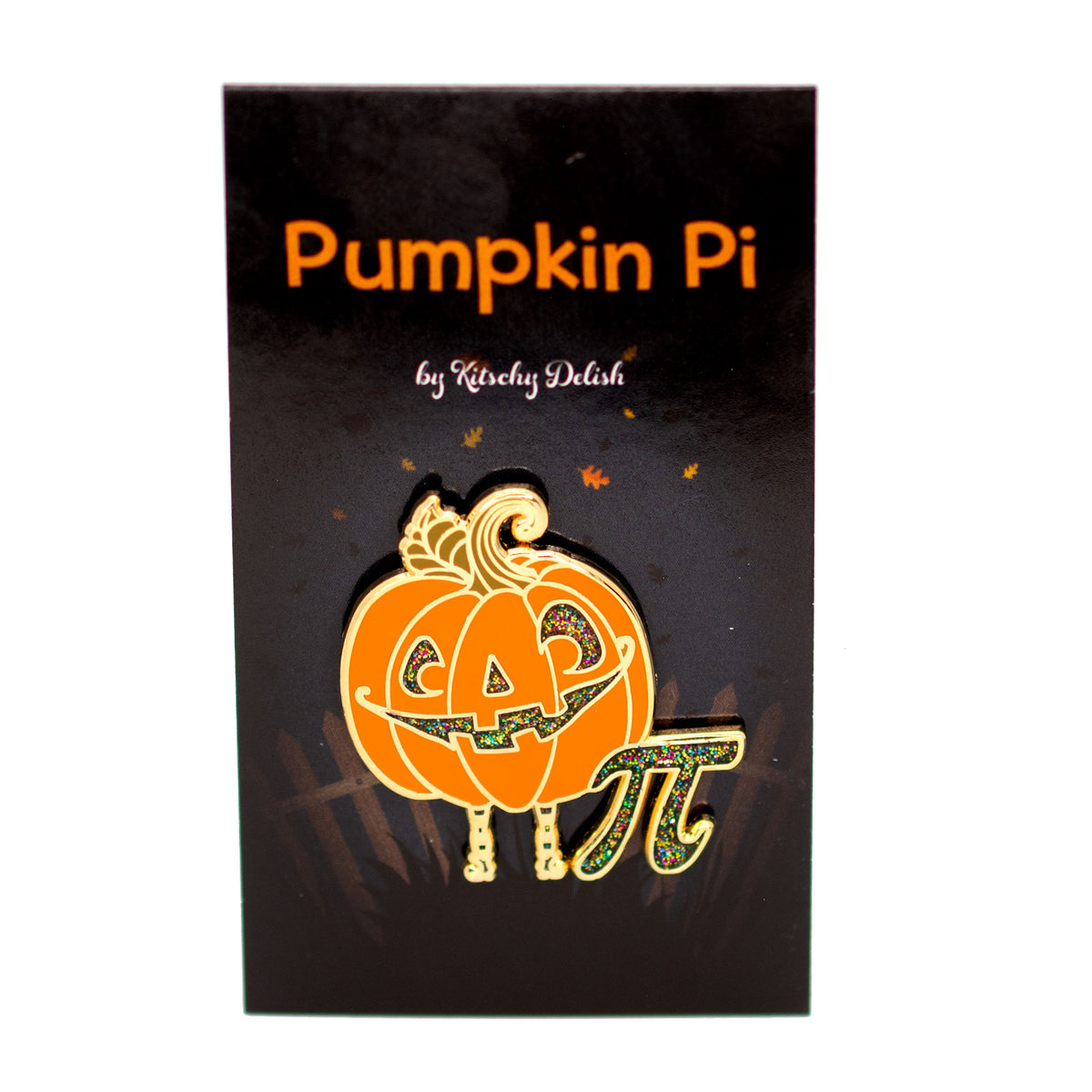 Pumpkin Pi Enamel Pin with Glitter
