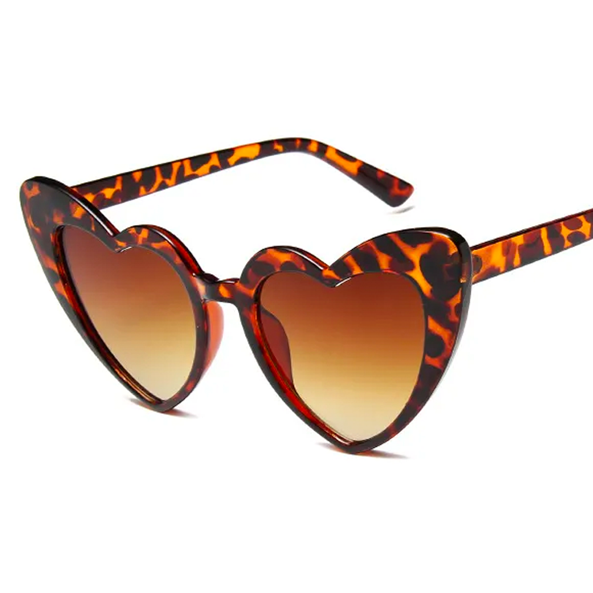 Lover Heart-Shaped Cateye Sunshades - Leopard