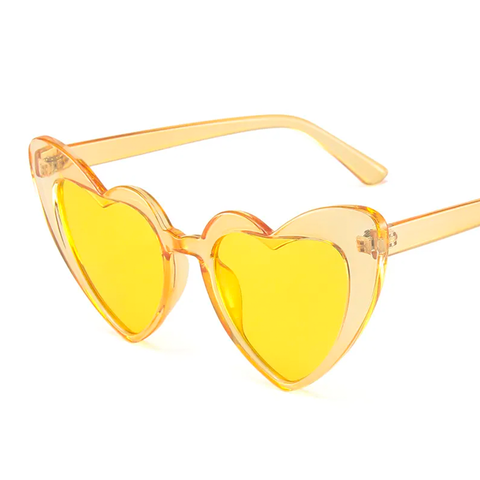 Lover Heart-Shaped Cateye Sunshades - Yellow Tint