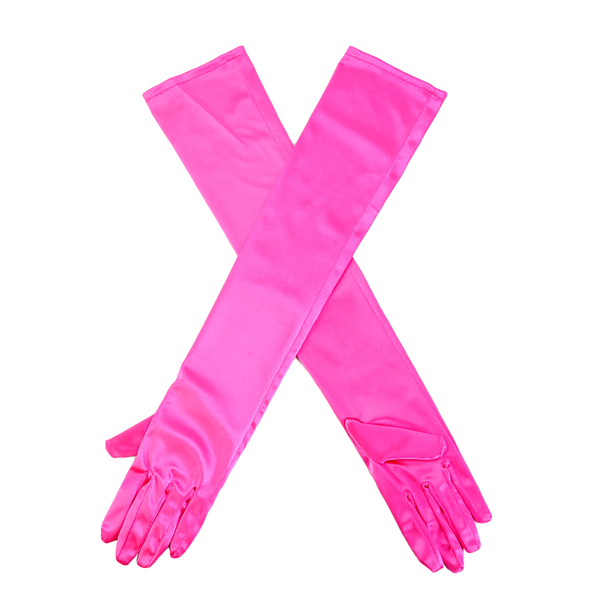 Opera Length Satin Stretch Gloves - Hot Pink