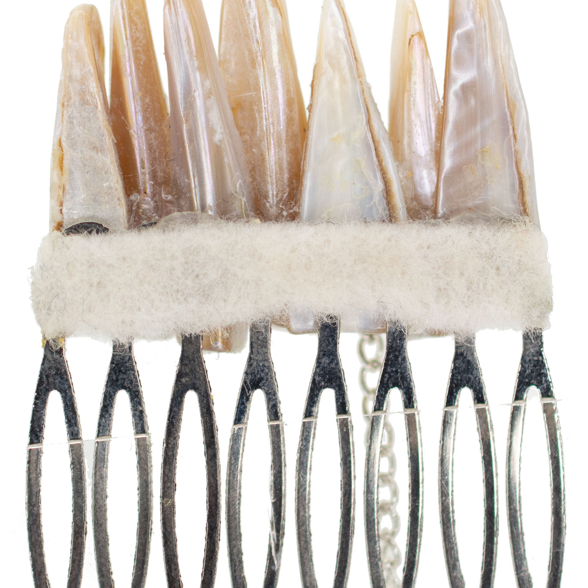 Small Polished Stoned Pirate Pearl Accent Metal Comb