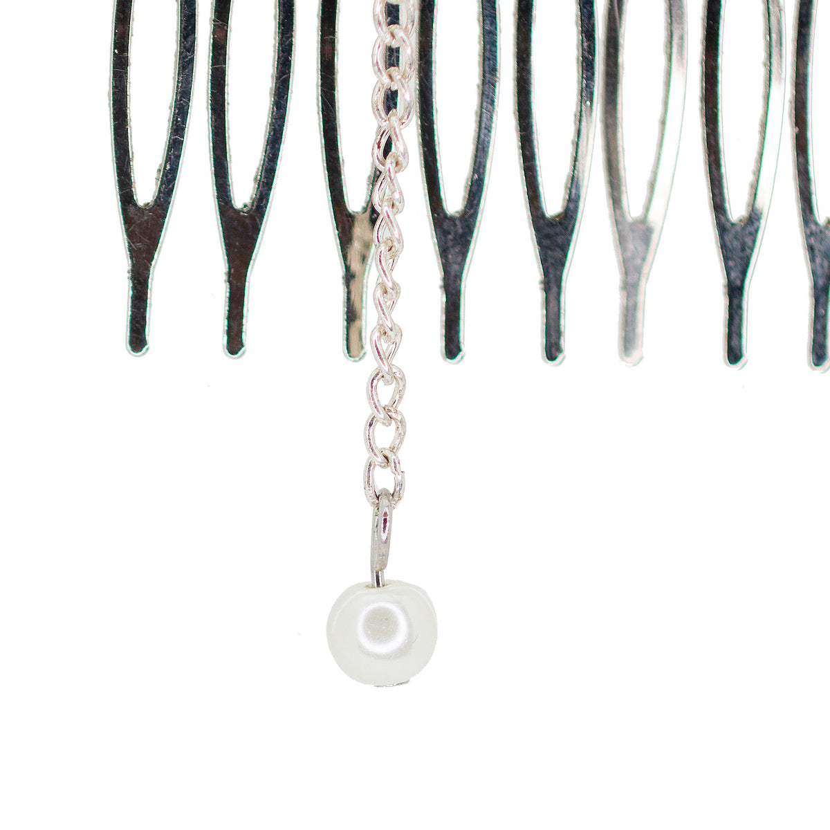 Small Polished Stoned Pirate Pearl Accent Metal Comb