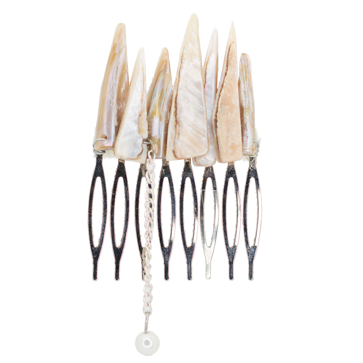 Small Polished Stoned Pirate Pearl Accent Metal Comb