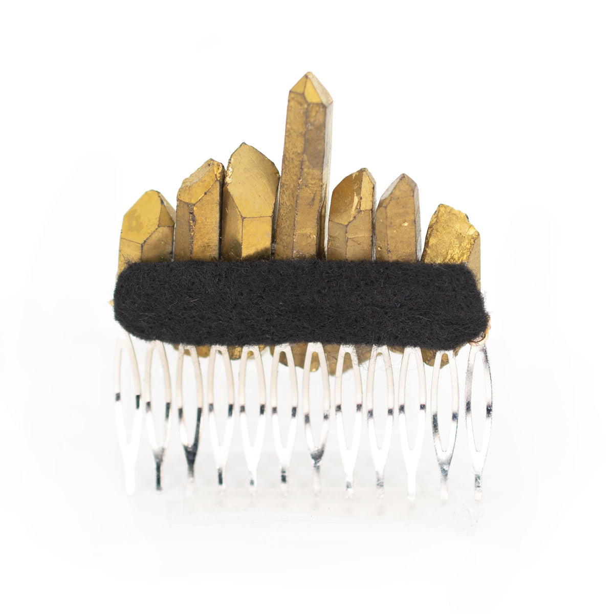 Gold Coated Quartz Crystal Metal Comb