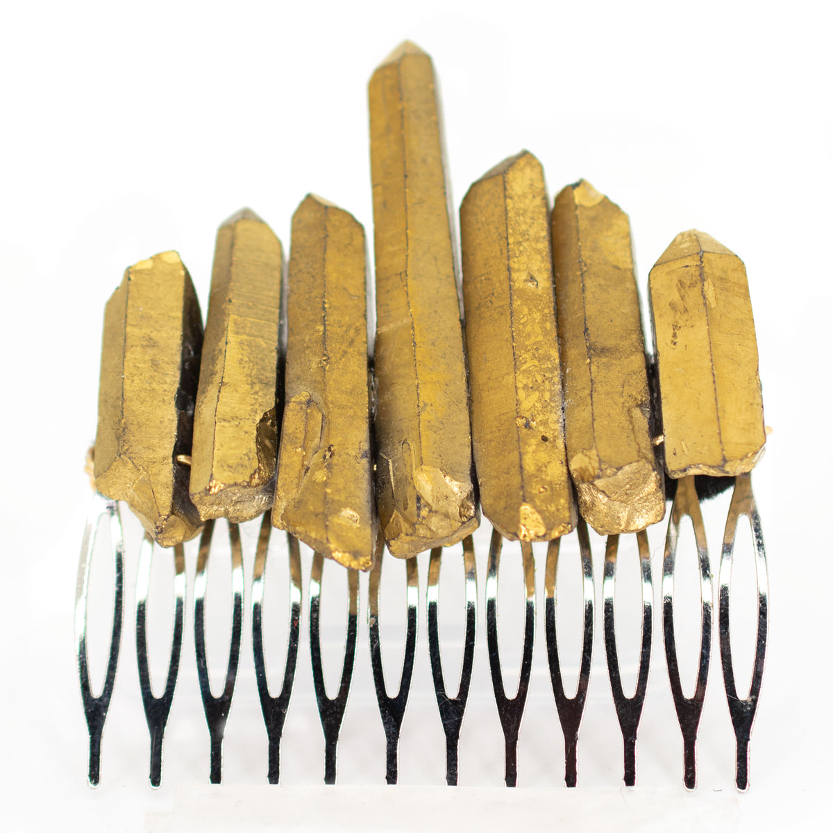 Gold Coated Quartz Crystal Metal Comb