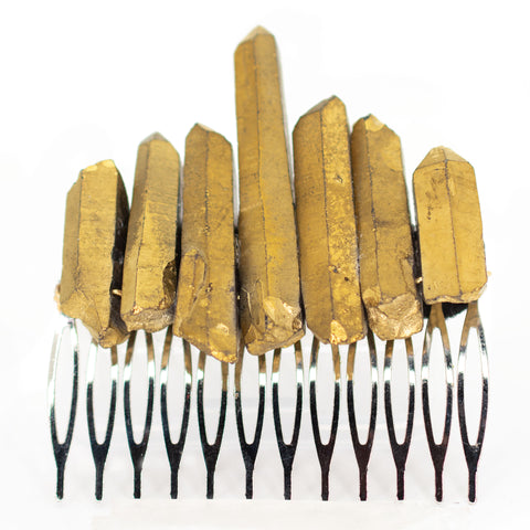 Gold Coated Quartz Crystal Metal Comb