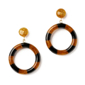 Gold and White Black Stripe Hoops