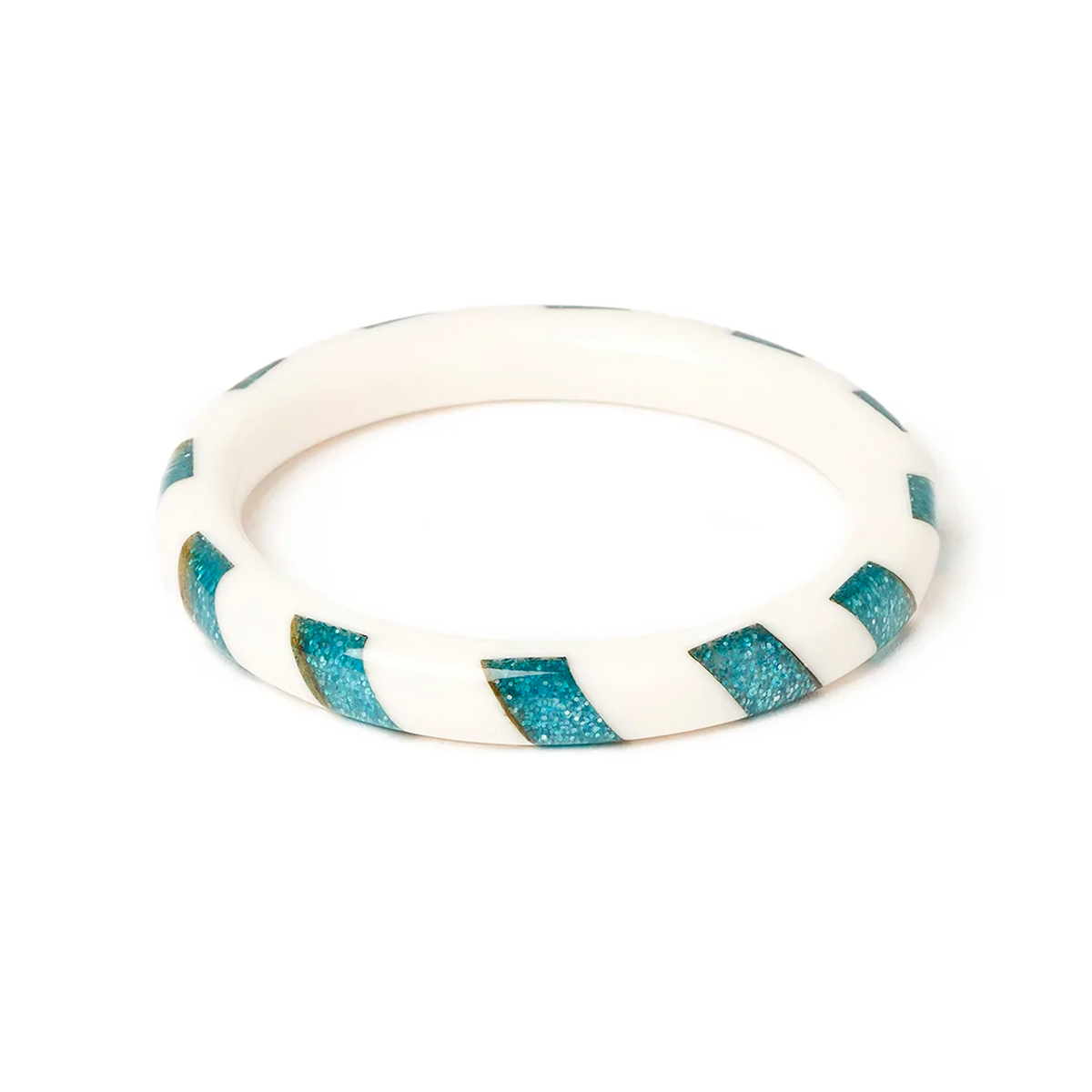 Turquoise and White Candy Stripe Hoops