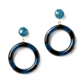 Teal and Black Candy Stripe Hoops
