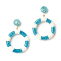 Turquoise and White Candy Stripe Hoops