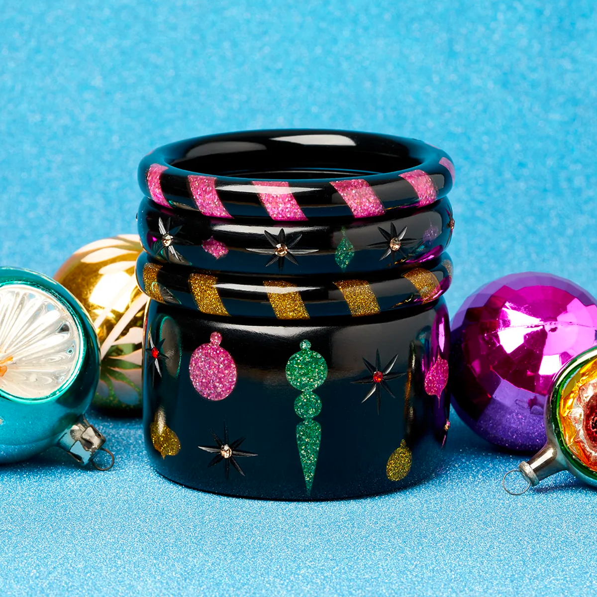 Gold and Black Candy Stripe Bangle