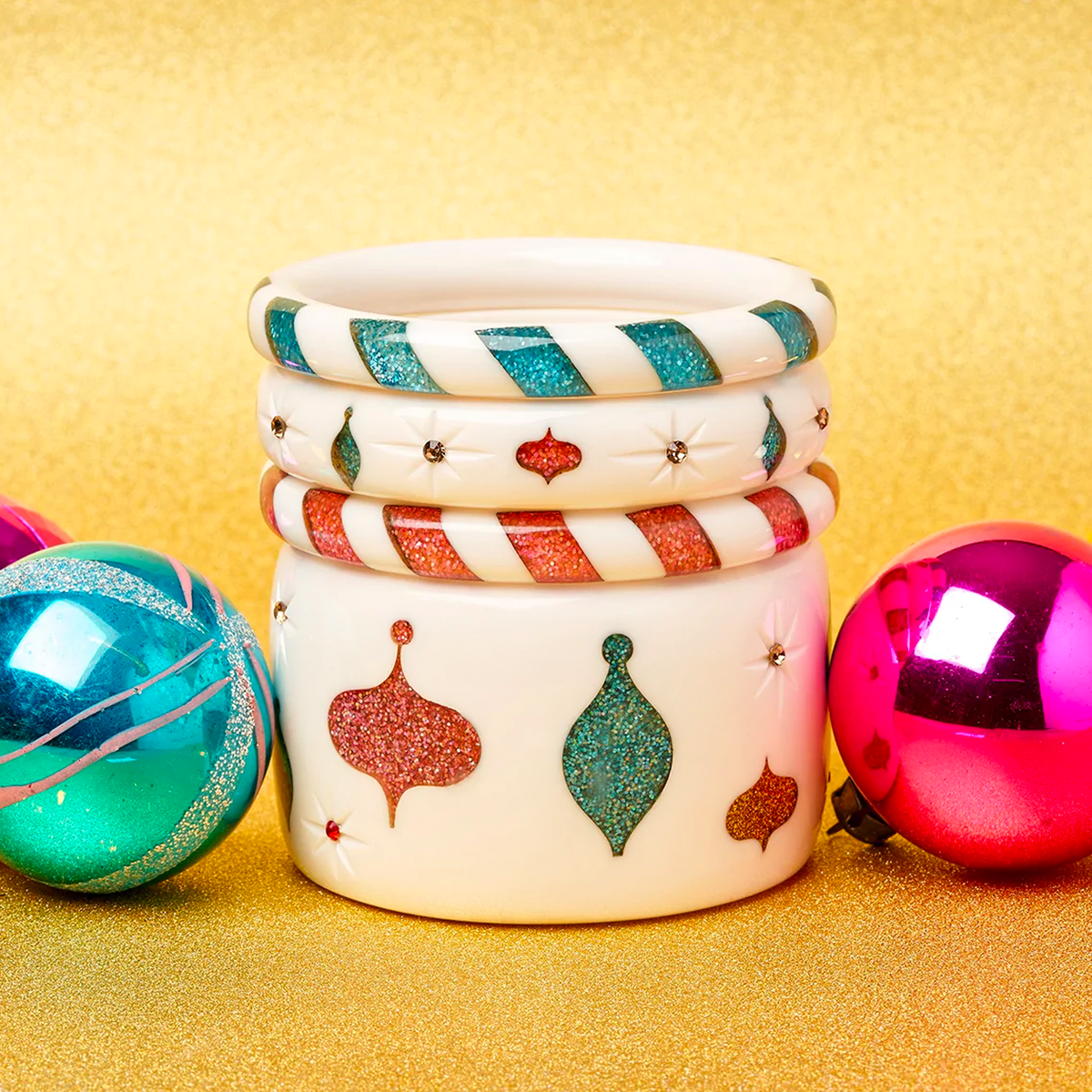 Pale Pink and White Candy Stripe Bangle