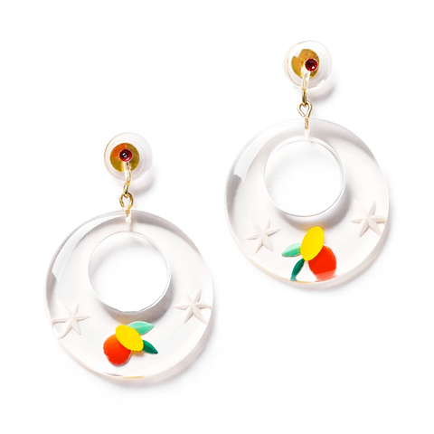 Citrus Clear Drop Hoop Earrings