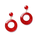 Red Glitter Drop Hoop Earrings