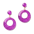 Purple Glitter Drop Hoop Earrings